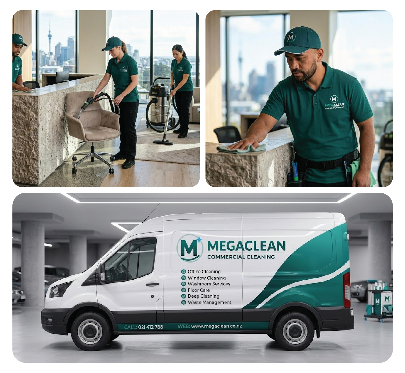 MEGACLEAN NZ LIMITED professional cleaning services collage